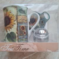 Tisaniera con piattino e filtro