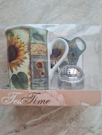 Tisaniera con piattino e filtro