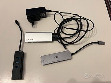 Lotto 3 Hub USB-C (Belkin + ICZI hdmi + Hub vga)