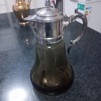 Brocca d'epoca argento e vetro.