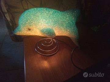 2 LAMPADE VINTAGE DELFINO E PESCE NUOVE ANNI 80