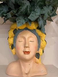 Vaso testa di donna con limoni