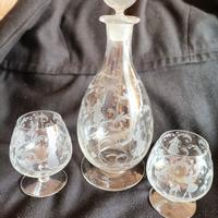 Bottiglia e calici Sposi, lavorazione ad acido