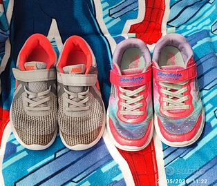 2 Paia di scarpe Nike e Skechers da bambina tg.35