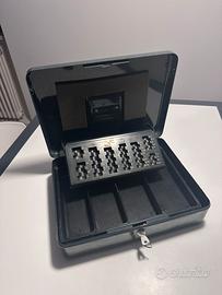 cassetta porta soldi in metallo con chiave