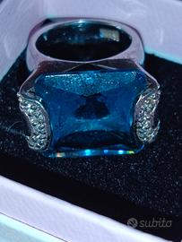 anello cocktail in metallo argentato