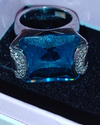 anello cocktail in metallo argentato