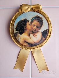 Quadro rotondo vintage il primo bacio 12x11,5cm 