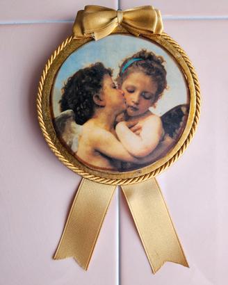 Quadro rotondo vintage il primo bacio 12x11,5cm 