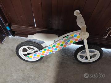 Bicicletta senza pedali in legno a pois 3-6 anni
