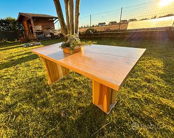 Tavolino Salotto Artigianale Olmo e Rovere