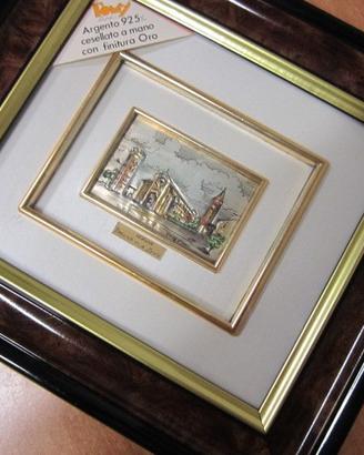 Quadro lamina argento 925 basilica s. zeno (vr)