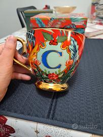 Tazza In Ceramica Stoneware Lettera C Verde – 400 Ml, Design Blend Collection, Perfetta Per Regalo
