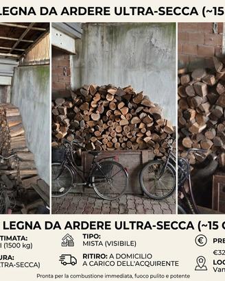 LEGNA ULTRASECCA STAGIONATA 10 ANNI - 15 QUINTALI