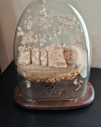 Maria bambina fine 800 in teca di vetro