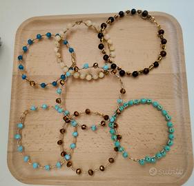 7 bracciali rigidi agata, cristalli 