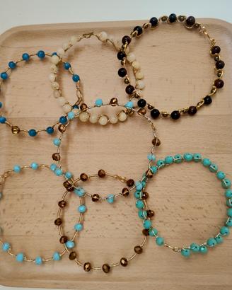 7 bracciali rigidi agata, cristalli 