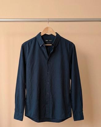 Camicia Bershka blue navy regular fit in cotone M