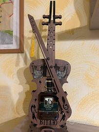 Porta bottiglia in legno a forma di violino