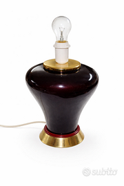 Lampada da tavolo vintage in vetro fumé e ottone.