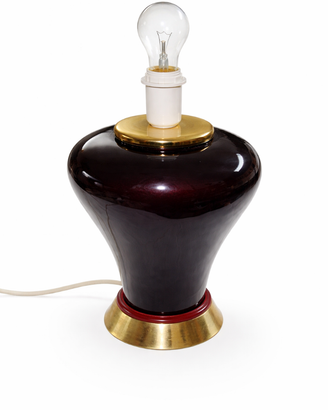 Lampada da tavolo vintage in vetro fumé e ottone.