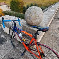Bicicletta da strada con pedali sgancio rapido