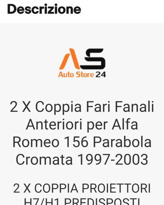 fari anteriori alfa romeo 156