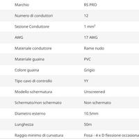 Cavo industriale multipolare non schermato