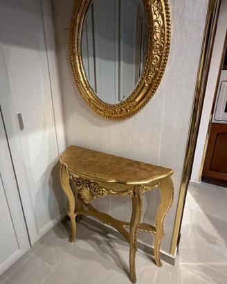 console con specchio oro