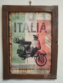 targa in legno Vespa cornice noce nuovo