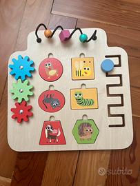 Pannello Attività Multi-Gioco in Legno per Bambini