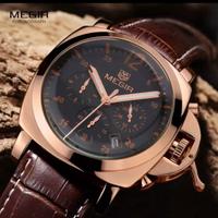 (2) Orologio MEGIR uomo oro pelle