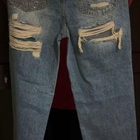 jeans con tasca brillantinata