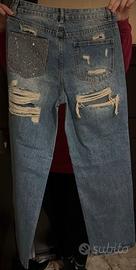 jeans con tasca brillantinata