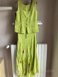 Completo gonna gilet verde acido MODA POSITANO