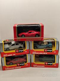 Lotto 5 Modellini Bburago 1/43 Vintage con Scatola