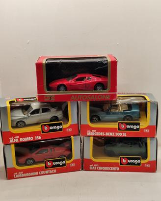 Lotto 5 Modellini Bburago 1/43 Vintage con Scatola