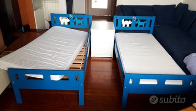 2 lettini per bambini Ikea Kritter blu 75x165cm+