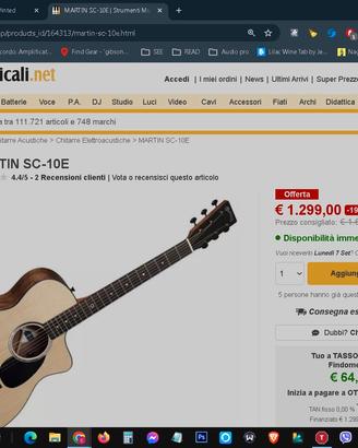 Martin SC10e*OM action da elettrica*manico regolab