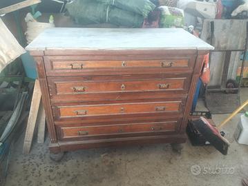 comò dell 800 in legno massello e marmo