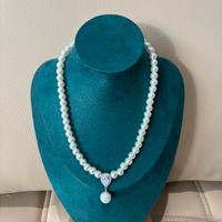 Collana perline bianche con pendente a perla