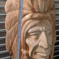 Scultura in legno, testa indiano d'America 