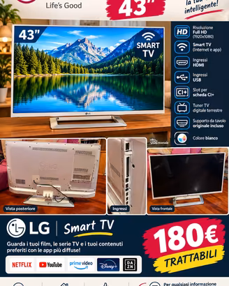 TV LG DA 43 POLLICI TRE D