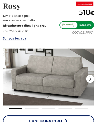 Divano letto a ribalta 3 posti