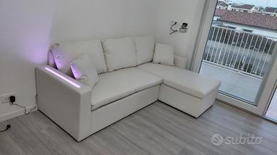 🛋️ Divano letto angolare ecopelle bianco nuovo