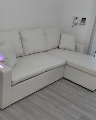 🛋️ Divano letto angolare ecopelle bianco nuovo