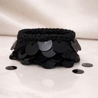 Bracciale paiettato nero fatto a mano
