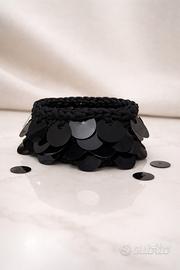 Bracciale paiettato nero fatto a mano