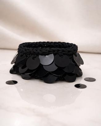 Bracciale paiettato nero fatto a mano