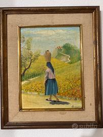 Dipinto olio su tela 35,5x29,5 cm - 1970